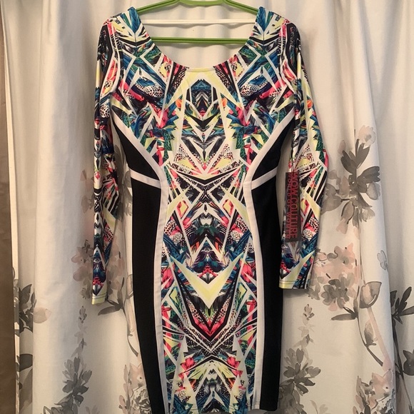 World of couture size M black/multi coloured body con dress form fitting - Picture 2 of 8